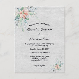 Elegant Peach Coral Flowers Bouquet Wedding Briefkaart