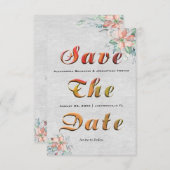 Elegant Peach Coral Flowers Bouquet Wedding Save The Date (Voorkant / Achterkant)