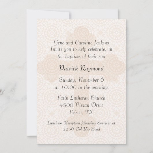 Elegant Peach Cross Custom Baptism Uitnodiging (Voorkant)
