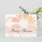Elegant Peach Daisy Flower Baby shower Invitation Kaart (Staand voorkant)