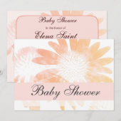 Elegant Peach Daisy Flower Baby shower Invitation Kaart (Voorkant / Achterkant)