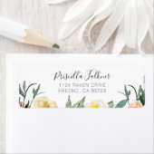 Elegant Peach en Cream Waterverf Flowers Etiket (Insitu)