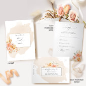 Elegant peach en crème allemaal in één bruiloft drieluik kaart