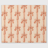 Elegant Peach Faux Satin Ribbon Bow Cadeaupapier (Vlak)