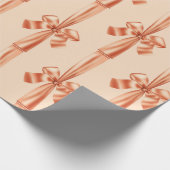 Elegant Peach Faux Satin Ribbon Bow Cadeaupapier (Hoek)