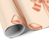 Elegant Peach Faux Satin Ribbon Bow Cadeaupapier (Rol Hoek)