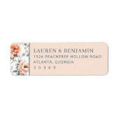 Elegant Peach Floral Border Etiket (Voorkant)