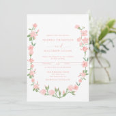 Elegant Peach Floral Botanical Wedding Kaart (Staand voorkant)