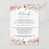 Elegant Peach Floral Details Wedding Informatiekaartje (Voorkant)