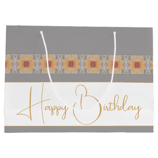 Elegant Peach Floral Groot Cadeauzakje (Achterkant)