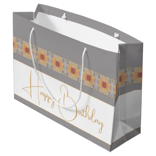 Elegant Peach Floral Groot Cadeauzakje (Achterkant Gekanteld)