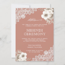 Elegant Peach Floral Lace Islamic Muslim Mehndi