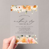 Elegant Peach Floral Moederdag Brunch Acryl Uitnodigingen (Insitu (Draagbaar))