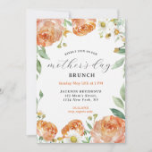 Elegant Peach Floral Moederdag Brunch Kaart (Voorkant)