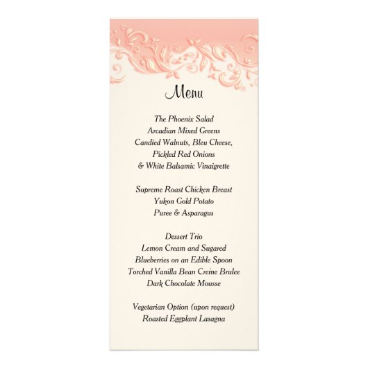 Elegant Peach Floral Swirl - Menu (Voorkant)