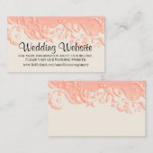 Elegant Peach Floral Swirl - Weddenschap Website Informatiekaartje (Voorkant / Achterkant)