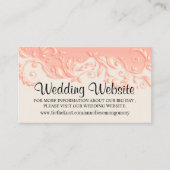 Elegant Peach Floral Swirl - Weddenschap Website Informatiekaartje (Voorkant)