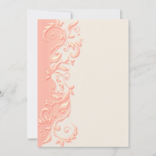 Elegant Peach Floral Swirl Wedding Kaart (Achterkant)