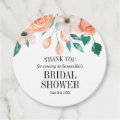 Elegant Peach Floral Vrijgezellenfeest Personalize Bedankjes Labels (Voorkant)