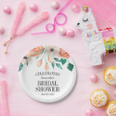 Elegant Peach Floral Vrijgezellenfeest Personalize Papieren Bordje (Feest)