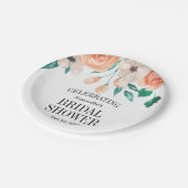 Elegant Peach Floral Vrijgezellenfeest Personalize Papieren Bordje (Gekanteld)