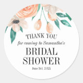 Elegant Peach Floral Vrijgezellenfeest Personalize Ronde Sticker (Voorkant)