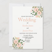 Elegant Peach Floral Wedding Invitation set Kaart (Voorkant)