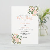 Elegant Peach Floral Wedding Invitation set Kaart (Staand voorkant)