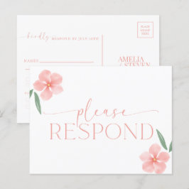 Elegant Peach Floral Wedding RSVP Briefkaart