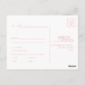 Elegant Peach Floral  Wedding RSVP  Briefkaart (Achterkant)