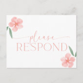 Elegant Peach Floral  Wedding RSVP  Briefkaart (Voorkant)