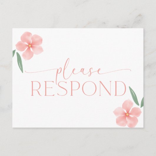 Elegant Peach Floral  Wedding RSVP  Briefkaart (Voorkant)