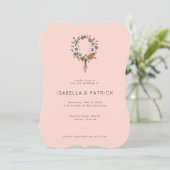 Elegant Peach Floral Wreath Kaart (Staand voorkant)