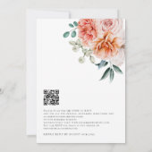 Elegant Peach Florals QR Code Weddenschap Kaart (Achterkant)