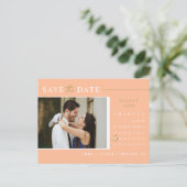 Elegant Peach Gold Bewaar de datum Kalender QR Cod Briefkaart (Staand voorkant)