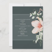 Elegant Peach & Gold Floral Emerald Wedding Invita Kaart (Voorkant)