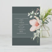 Elegant Peach & Gold Floral Emerald Wedding Invita Kaart (Staand voorkant)