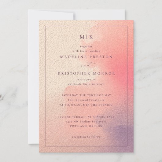 Elegant Peach Gradient Wedding Invitation Kaart (Voorkant)