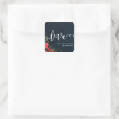 Elegant Peach Grey Floral Script Love Weddenschap Vierkante Sticker (Tas)