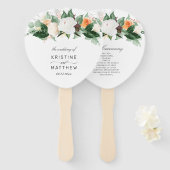 Elegant Peach herfst Floral Wedding Programme Hand Handwaaier (Voorkant en achterkant)