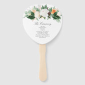 Elegant Peach herfst Floral Wedding Programme Hand Handwaaier (Achterkant)