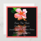 Elegant Peach Hibiscus Save the Date Announements (Voorkant / Achterkant)