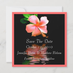 Elegant Peach Hibiscus Save the Date Announements