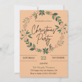 Elegant Peach Krans kerstfeest Kaart (Voorkant)