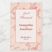 Elegant Peach Marmer Wedding Wijn Etiket (Enkel label)