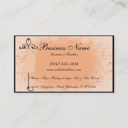 Elegant peach matriVisitekaartjes Dress Visitekaartje (Voorkant)