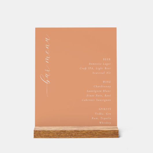 Elegant Peach Minimalist Beverage Acryl Bord (Voorkant)