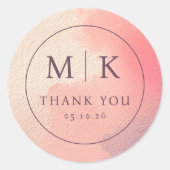 Elegant Peach Minimalist Thank You Ronde Sticker (Voorkant)