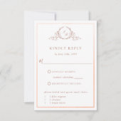 Elegant Peach Monogram met Waterverf RSVP Kaartje (Voorkant)