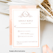Elegant Peach Monogram met Waterverf RSVP Kaartje